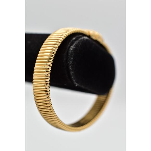 Christian Dior Vintage Crystal Bangle Bracelet Omega Gold NOS Signed 1980s Bin8 - Picture 6 of 12